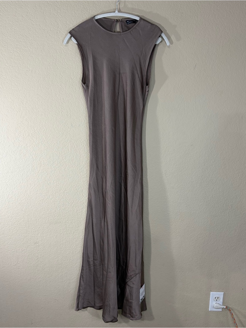 Asos Dusty Rose Satin Maxi Dress Cap Sleeve Sz 2